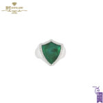 Armour Enamel Pinkie Ring White Gold (Green) - 0.12ct-0