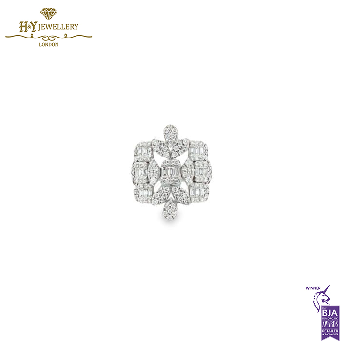 White Gold 2 Layers Square Shape Diamond Set - 23.76ct-15614