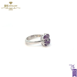 White Gold Brilliant Cut Diamond & Amethyst Ring - 1.41ct-15445