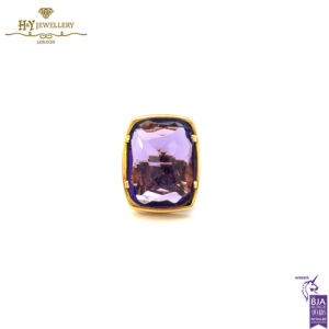 Yellow Gold Cushion Cut Amethyst Ring-0