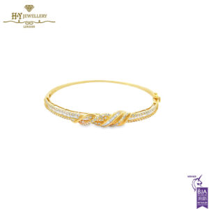 Yellow Gold Mix Cut Diamond Bangle - 1.16ct-0