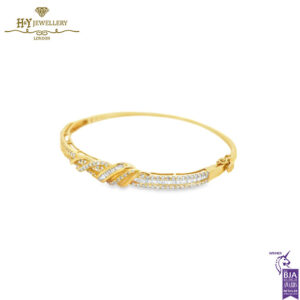 Yellow Gold Mix Cut Diamond Bangle - 1.16ct-13627