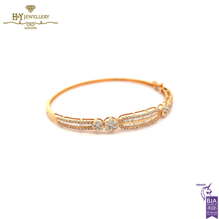 Rose Gold Mix Cut Diamond Bangle - 1.75ct-13643