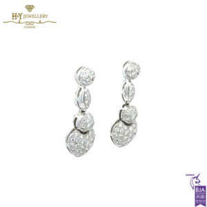 White Gold Heart Pave Brilliant Cut Diamond Earrings - 1.90ct-17252