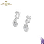 White Gold Heart Pave Brilliant Cut Diamond Earrings - 1.90ct-0