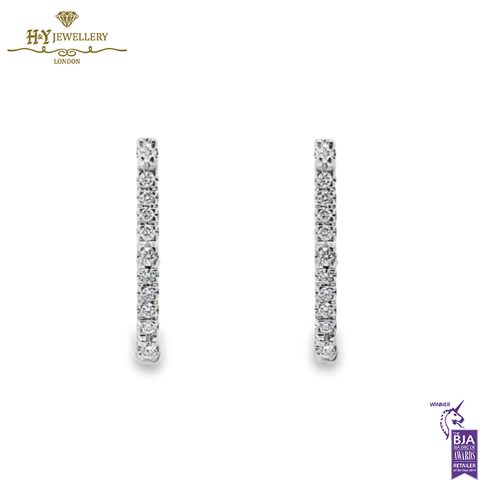 White Gold Brilliant Cut Diamond Earrings - 0.31ct-0