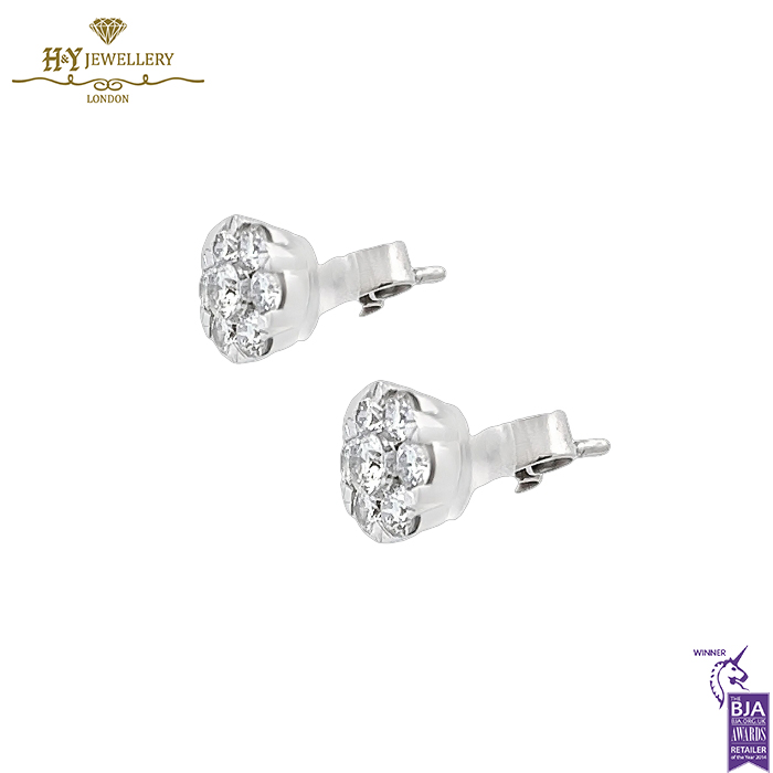 White Gold Brilliant Cut Diamond Earrings - 1.00ct-14489