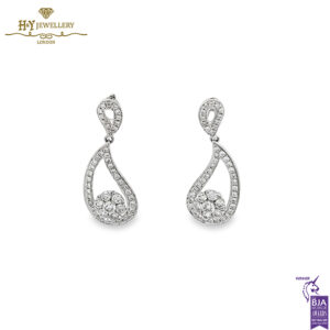White Gold Tear Drops Design Brilliant Cut Diamond Earrings - 0.72ct-0