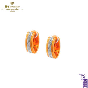 Yellow & White Gold Brilliant Cut Diamond Earrings - 0.18ct-14506