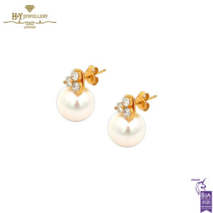 Yellow Gold South Sea Pearl & Brilliant Cut Diamond Earrings - 1.00ct-0