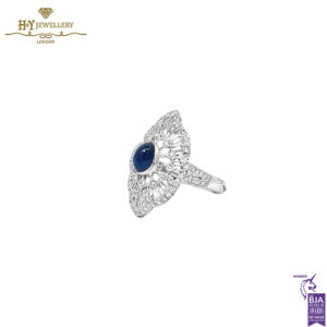 White Gold Oval Sapphire Cut & Diamond Ring - 0.60ct-14094