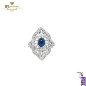 White Gold Oval Sapphire Cut & Diamond Ring - 0.60ct-0