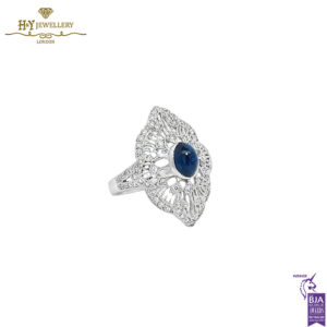 White Gold Oval Sapphire Cut & Diamond Ring - 0.60ct-14095