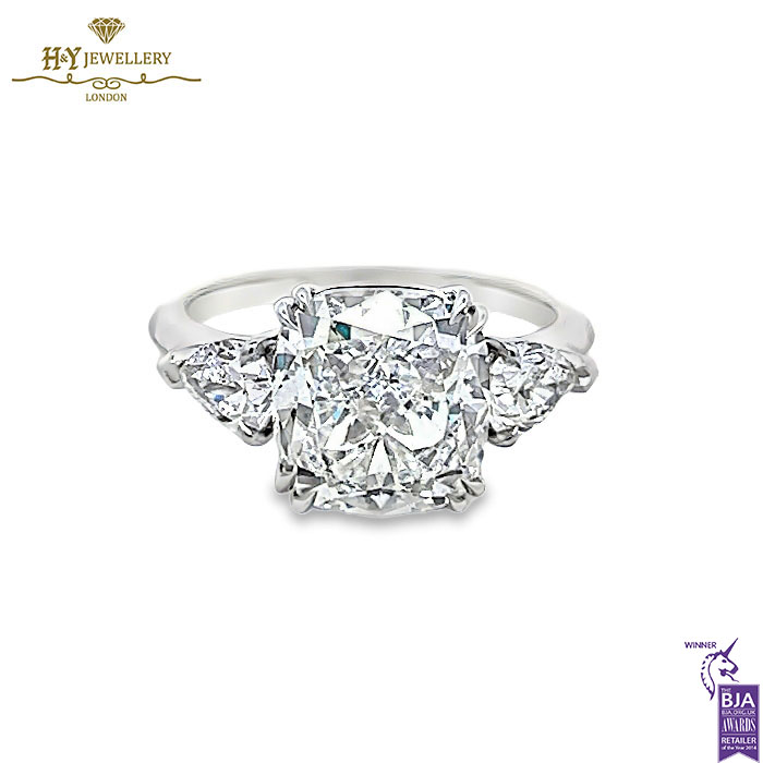 White Gold Cushion & Pear Cut Diamond Ring - 5.84ct-0