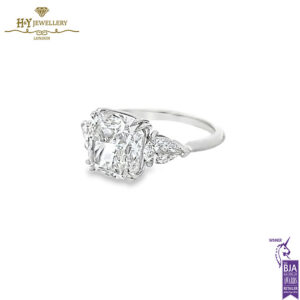 White Gold Cushion & Pear Cut Diamond Ring - 5.84ct-15476