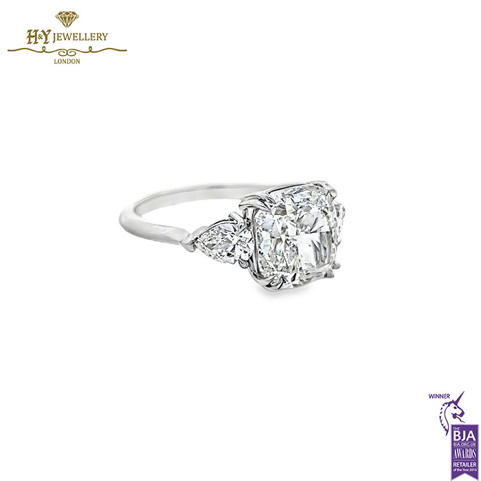 White Gold Cushion & Pear Cut Diamond Ring - 5.84ct-15477