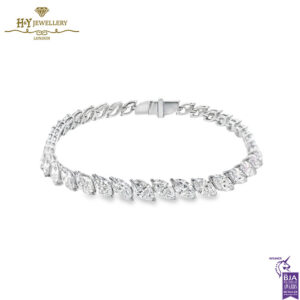 White Gold Marquise Cut Diamond Tennis Bracelet- 11.97ct-0