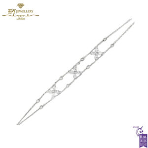 White Gold Flower Design Marquise Cut Diamond Bracelet - 0.86ct-0