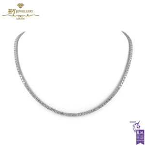 White Gold Brilliant Cut Diamond Tennis Necklace - 10.84ct-0
