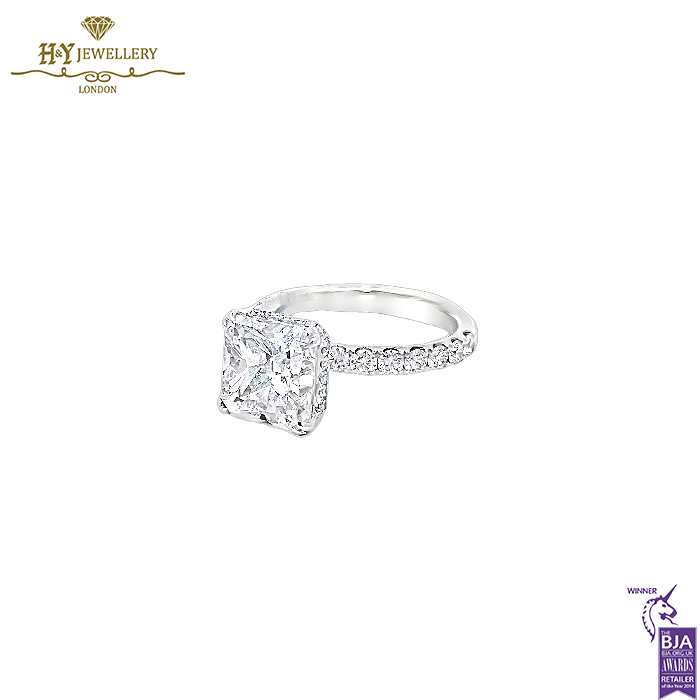 White Gold Square & Round Cut Diamond Ring - 6.21ct-14389