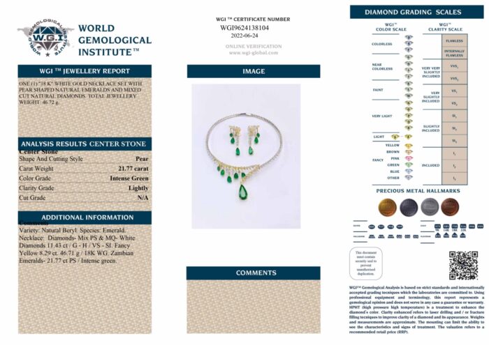 White & Yellow Gold Mix Cut Diamond & Pear Cut Emerald Set - 59.04ct-12748