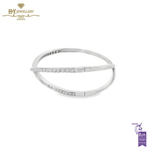 White Gold X Design Pave Diamond Bangle - 2.46ct-13624