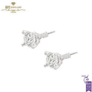 White Gold Round Brilliant Cut Diamond Stud Earrings - 2.00ct-15323