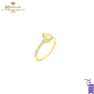 Yellow Gold Pear & Brilliant Cut Fancy Yellow & White Diamond Ring - 0.77ct-14385