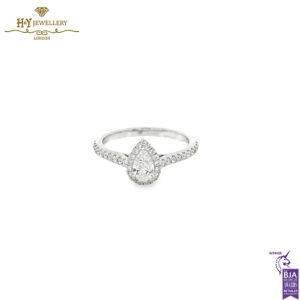 White Gold Pear & Brilliant Cut White Diamond Ring - 0.60ct-0