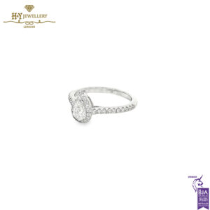 White Gold Pear & Brilliant Cut White Diamond Ring - 0.60ct-14694