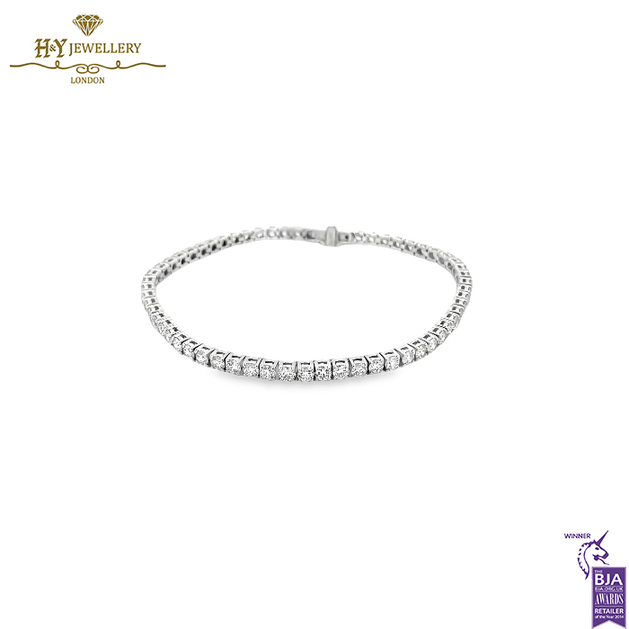 White Gold Round Cut Diamond Tennis Bracelet - 5.86ct-0