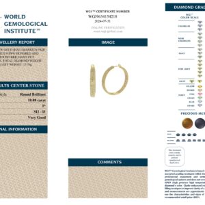 Yellow Gold Round Cut Diamond Earrings - 10.00ct-13395