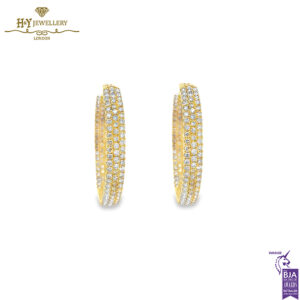 Yellow Gold Round Cut Diamond Earrings - 10.00ct-14536