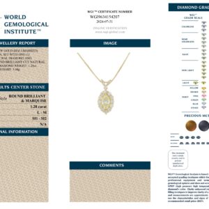 Yellow Gold Mix Cut Diamond Pendant - 1.28ct-13402