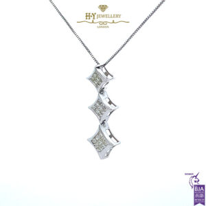 White Gold Princess Cut Diamond Pendant - 1.00ct-17545