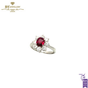Platinum Oval Ruby Cut & Round Diamond Cut Ring - 2.57ct-16352