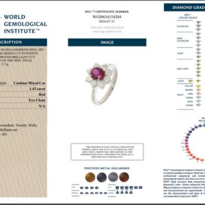 Platinum Oval Ruby Cut & Round Diamond Cut Ring - 2.57ct-17195