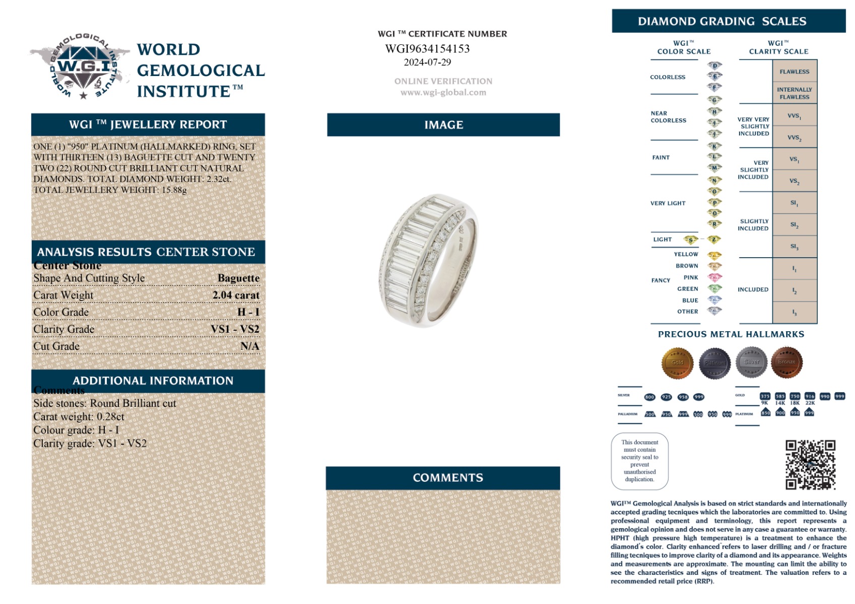 Platinum Baguette Cut & Round Diamond Cut Ring - 2.32ct-13400