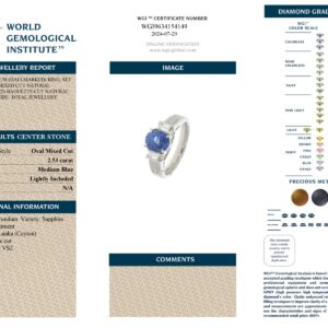 Platinum Oval Sapphire Cut & Baguette Diamond Cut Ring - 0.40ct-13398