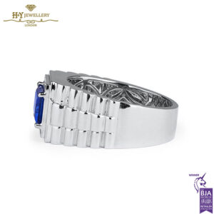 White Gold Rectangular Sapphire Cut & Baguette Diamond Cut Ring - 3.94ct-15484