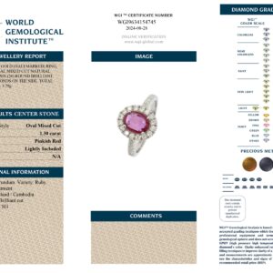 White Gold Oval Ruby Cut & Round Diamond Cut Ring - 1.85ct-13471