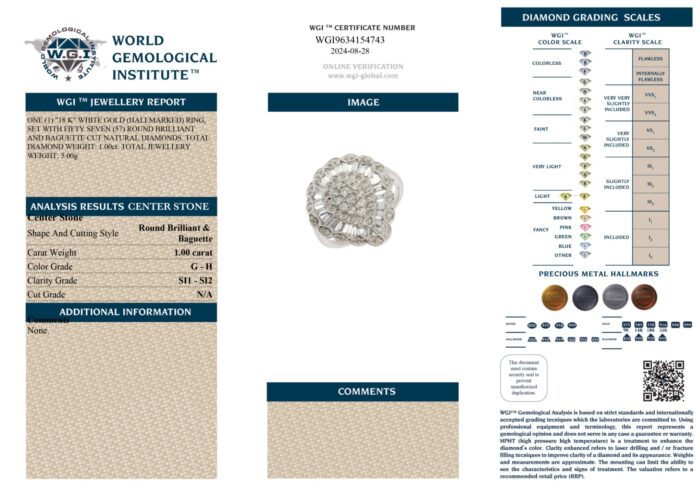 White Gold Round Brilliant & Baguette Diamond Ring - 1.00ct-13473