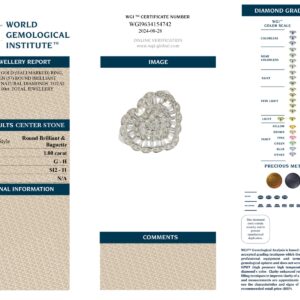 White Gold Heart Design Round Brilliant and Baguette Diamond Ring Cut - 1.00ct-13474