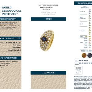 Yellow Gold Cushion Sapphire Cut & Round Diamond Cut Ring - 1.00ct-13506