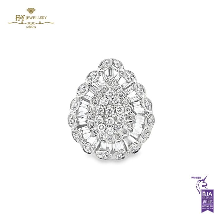 White Gold Round Brilliant & Baguette Diamond Ring - 1.00ct-0