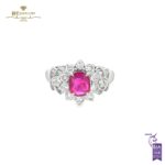 Platinum Cushion Ruby Cut & Mixed Cut Diamond Ring - 1.95ct-0