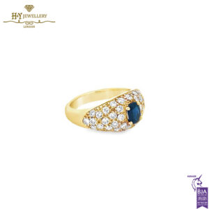 Yellow Gold Cushion Sapphire Cut & Round Diamond Cut Ring - 1.00ct-15671