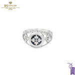 Patek Design Mens Ring Round Cut Diamond White Gold - 0.44ct-0
