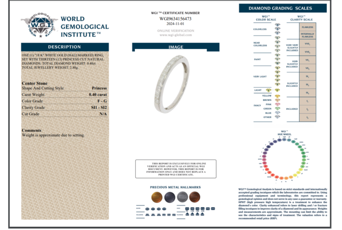 White Gold Princess Cut Diamond Ring - 0.40ct-14630