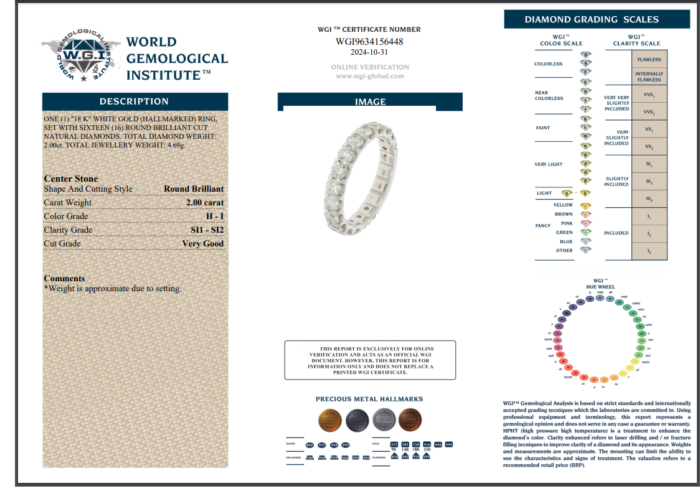 White Gold Round Cut Eternity Ring - 2.00ct-14633